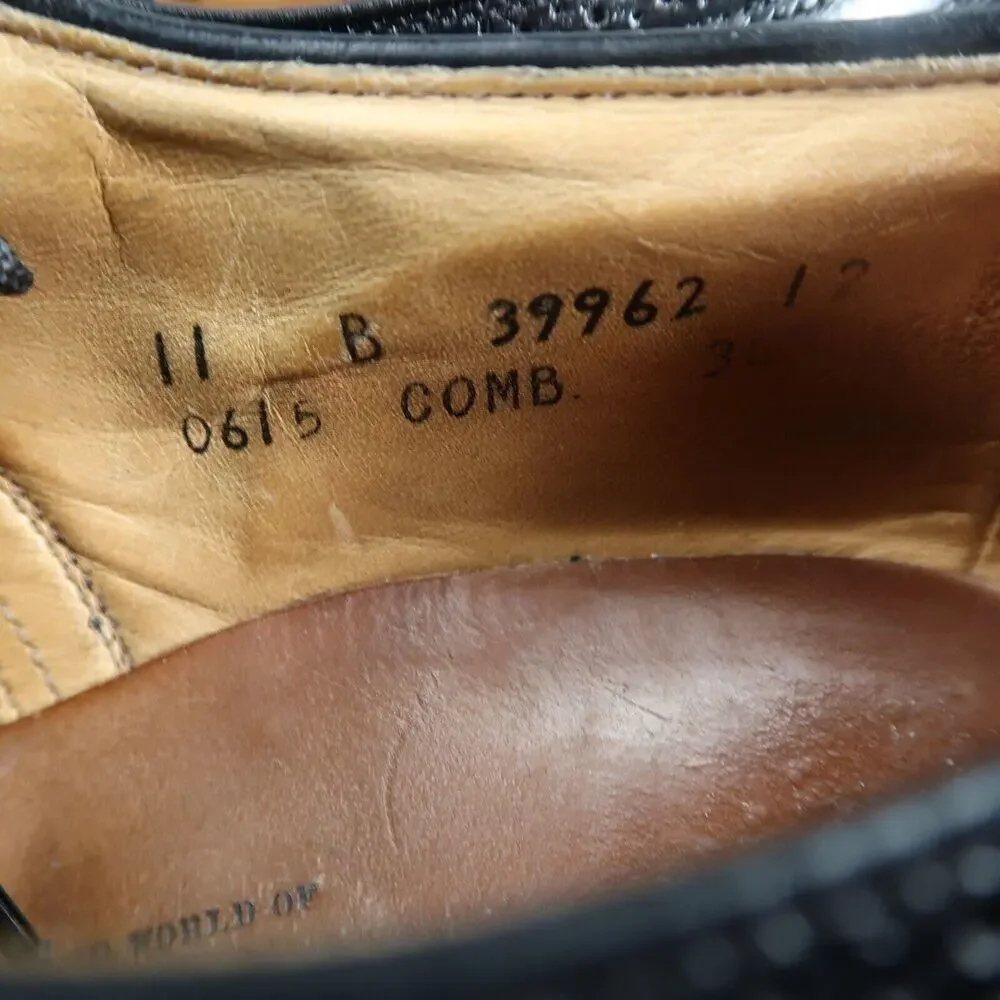 Allen Edmonds Shoes Mens 11 Oxford Leather Black Classic Brogue Cap Toe Formal